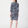 Vestido Azul Marinho e Beje com Estampado Bolinhas