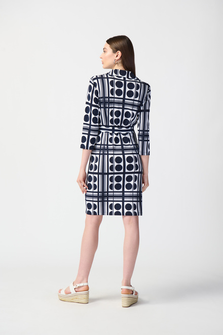 Vestido Azul Marinho e Beje com Estampado Bolinhas