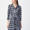 Vestido Azul Marinho e Beje com Estampado Bolinhas