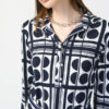 Vestido Azul Marinho e Beje com Estampado Bolinhas