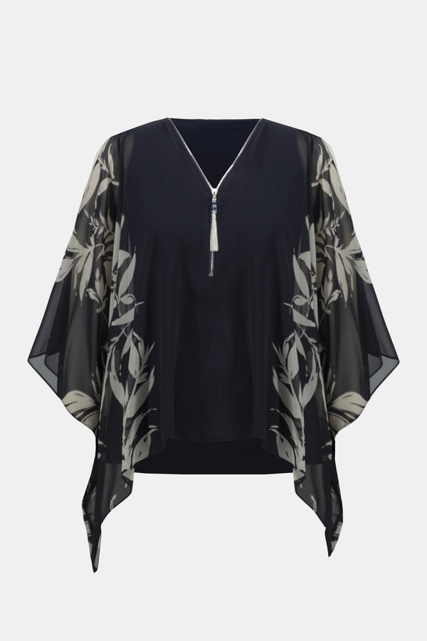 Blusa Festa Azul Marinho e Beje