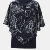 Blusa Festa Azul Marinho e Prata