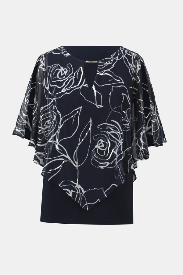 Blusa Festa Azul Marinho e Prata